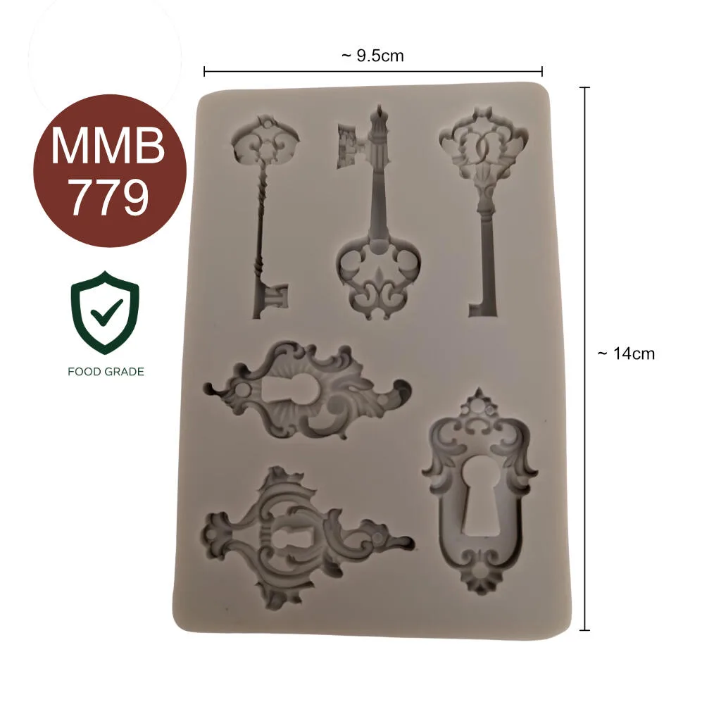 Vintage Keys & Keyholes Silicone Mould - MMB779